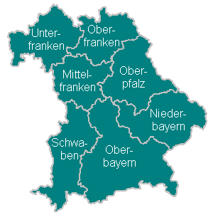 Karte der bayerischen Bezirke